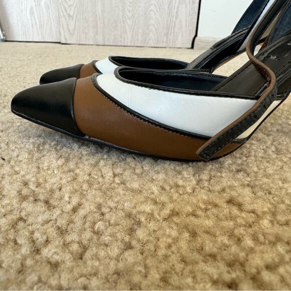 White House Black Market - Color Block Slingback Heels Ankle Strap Size 6.5 - Picture 3 of 13